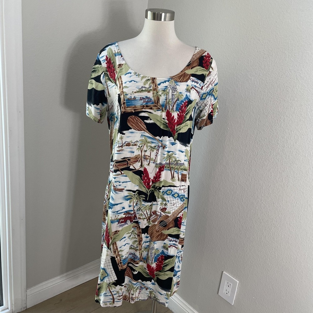 Vintage Hilo Hattie Dress Womens Large Hawaiian Tropical Made Hawaii‎ USA